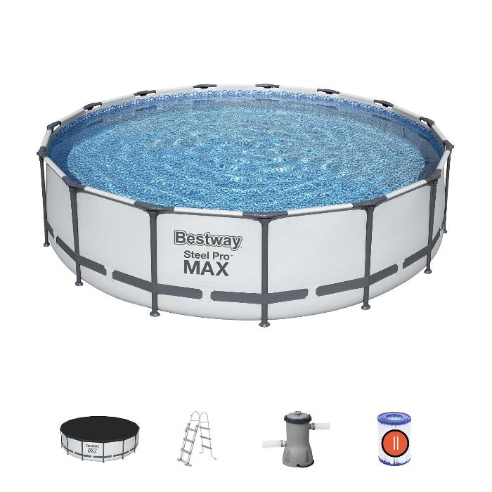 Каркасный бассейн Bestway 56488 BW, Steel Pro Max 457х107см, 14970л, фильтр-насос, лестница, тент фото 2